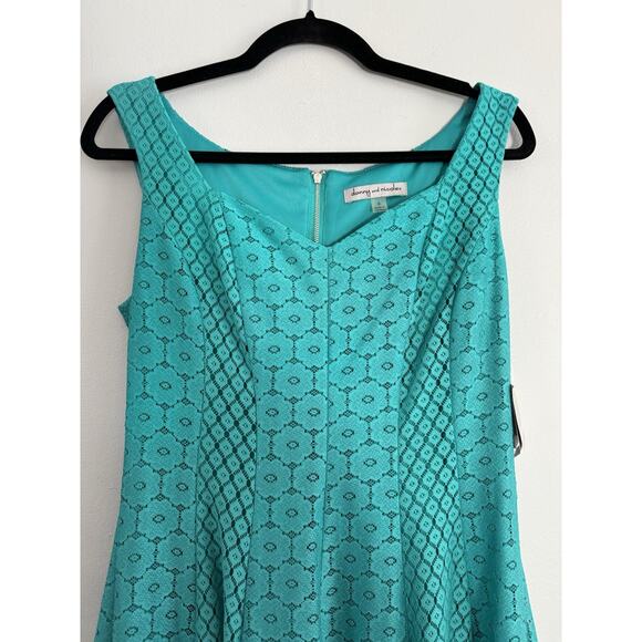 NWT Danny & Nicole Green Lace Overlay A Line Midi Dress Size 6 - Picture 3 of 8